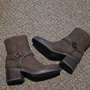 Brown Ankle Boots with Buckle Detail